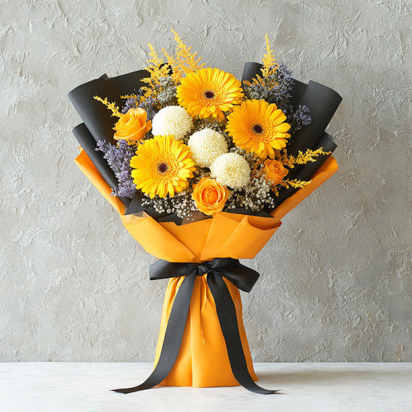Sunbeam Riot — Yellow Gerberas and Roses